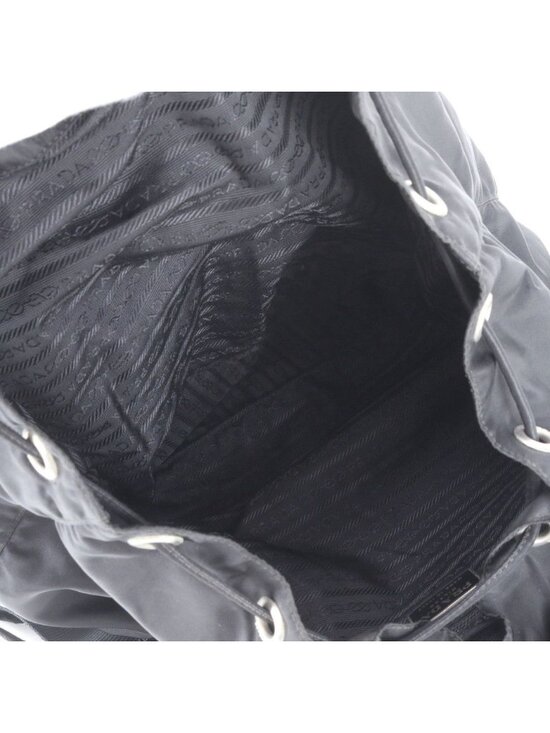 Prada Tessuto Nylon Triangle Logo Leather Backpack Black main image 9